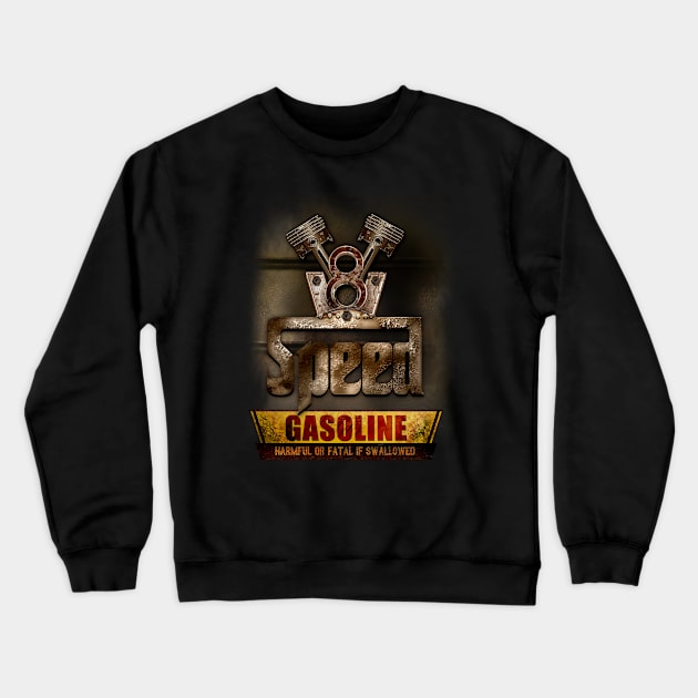 V8 Speed Gasoline Engine Crewneck Sweatshirt by hardtbonez